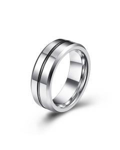 Men's Steel Black-band Simple Ring