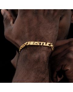 8mm Lightning HUSTLE Cuban Bracelet in Gold