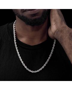 6mm 18K White Gold Rope Chain