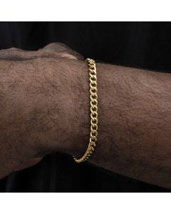 5mm Stainless Steel Cuban Bracelet in Gold