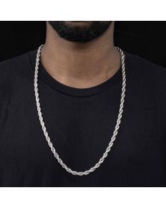 5mm 18K White Gold Rope Chain