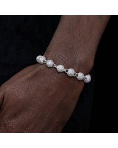 8mm Iced Beads Bracelet in White Gold
