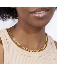Women's 5mm Figaro Necklace in Gold
