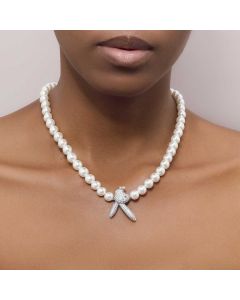 Women's Iced Upside Down Bunny Pearl Necklace