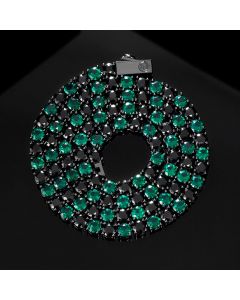 5mm Handset Emerald & Black Stones Tennis Chain