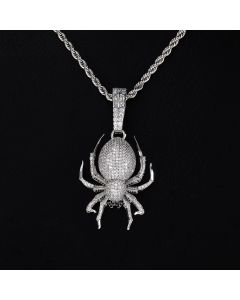 Iced Spider Pendant in White Gold
