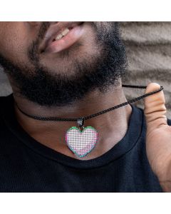 Iced Mosaic Pink Heart Pendant