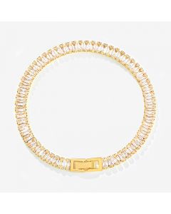 Iced Baguette Cut Tennis Chain Bracelet in Gold