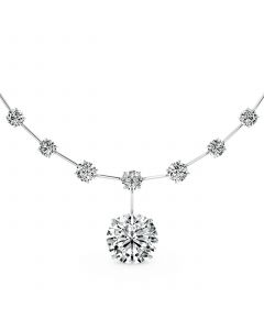 Women's Luxury Round Cut Pendant Necklace in White Gold