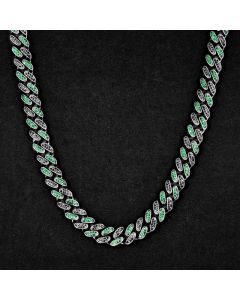 Iced 12mm Emerald & Black Miami Cuban Chain