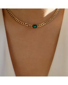 Emerald Cuban Chain Choker Necklace