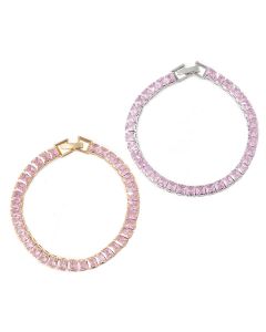 5mm Pink Stones Women Tennis Bracelet