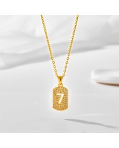 Iced Lucky Number 7 Pendant Necklace