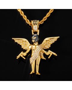 Iced Mask Angel with Shooting Machinery Pendant