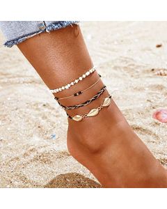 Seashell Beads Charm Anklet Set