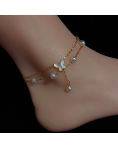 Pearl Butterfly Layered Anklet