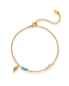 Titanium Steel Wing Turquoise Beads Chain Anklet