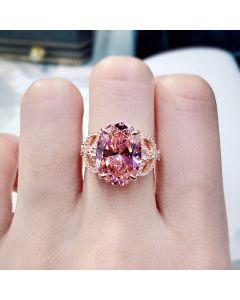 10ct Oval Cut Pink Stone Ring