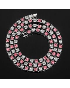 3mm/4mm/5mm 18" Pink and White Stones Tennis Chain