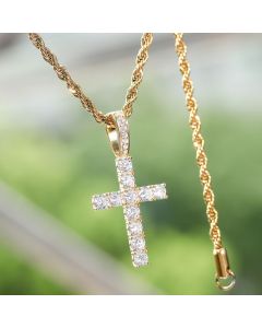 Women's Iced Cross Pendant in Gold