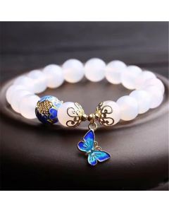 10mm White Agate Butterfly Bracelet
