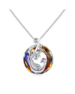 For Self - I Survived Colorful Crystal Phoenix Necklace