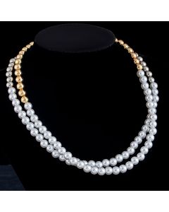8mm Half Beads and Pearl Necklace