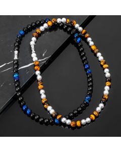 Tiger Eye Stone Black Onyx Pearl Necklace