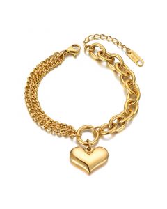 Heart Charm Asymmetric Chain Bracelet