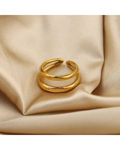 Stainless Steel Double Layer Gold Ring