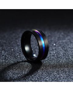 8mm Frosted Black Multicolor Titanium Steel Ring