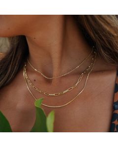 Paperclip Box Chain Triple Layered Necklace