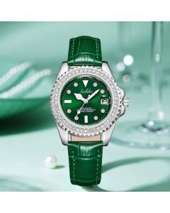 38mm Iced Bezel Green Dial Quartz Watch