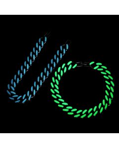 Glow in the Dark Green/Blue Enamel Miami Cuban Bracelet