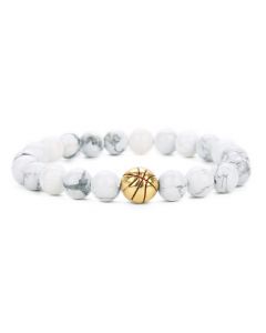 White Turquoise Basketball Beaded Bracelet