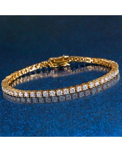 S925 Silver Moissanite 3mm Tennis Bracelet in 18K Gold Plated