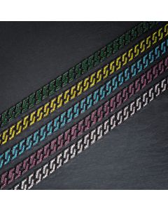 14mm Iced Cuban Link Chain in Black Gold-Emerald/Blue/Yellow/Purple/White