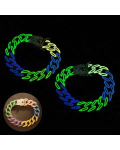 14mm Iced Glow in the Dark Multi-Color Enamel Miami Cuban Bracelet