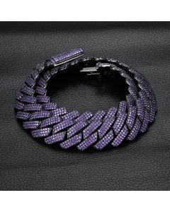 Iced 15mm Purple Cuban Link Chain in Black Gold