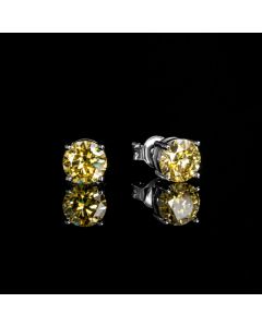 1Ct Moissanite Round Light Yellow Stud Earrings in S925 Silver