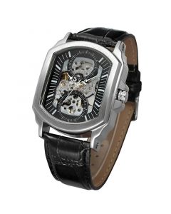 Black Leather Strap Men's Mechanical Watch