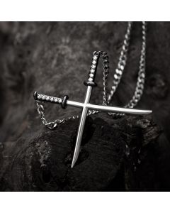 Crossed Katana Sword Necklace