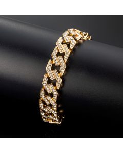 14mm Iced Cuban Link Bracelet in Gold