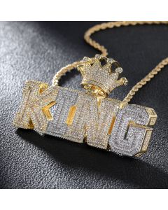 Iced Baguette Cut KING Crown Pendant