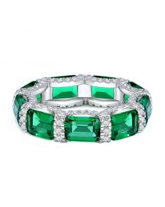Emerald Cut Engagement Ring - Emerald/Purple/Yellow