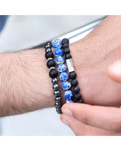 3pcs Personalized Engraved Turquoise Beads Bracelet