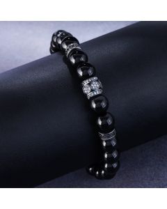 Obsidian Natural Stones Beaded Adjustable Bracelet