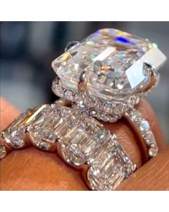 Luxury Emerald Cut S925 Silver Wedding Ring Set