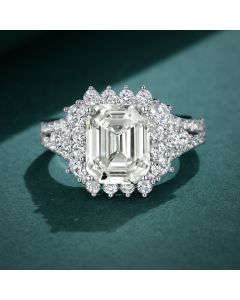 Fancy Emerald Cut Cluster Wedding Ring