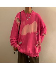 Distressed Crewneck Dyed Sweater